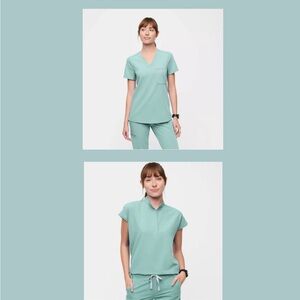 Figs Rafaela Top and Catarina Top Bundle in Seaglass Color